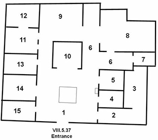 VIII.5.37 Pompeii. Casa delle Pareti rosse or House of the Red Walls
Room Plan